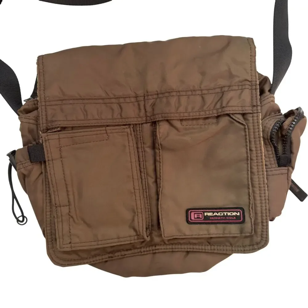 Vintage Y2K 2000s Kenneth Cole Brown Mens Messenger Bag